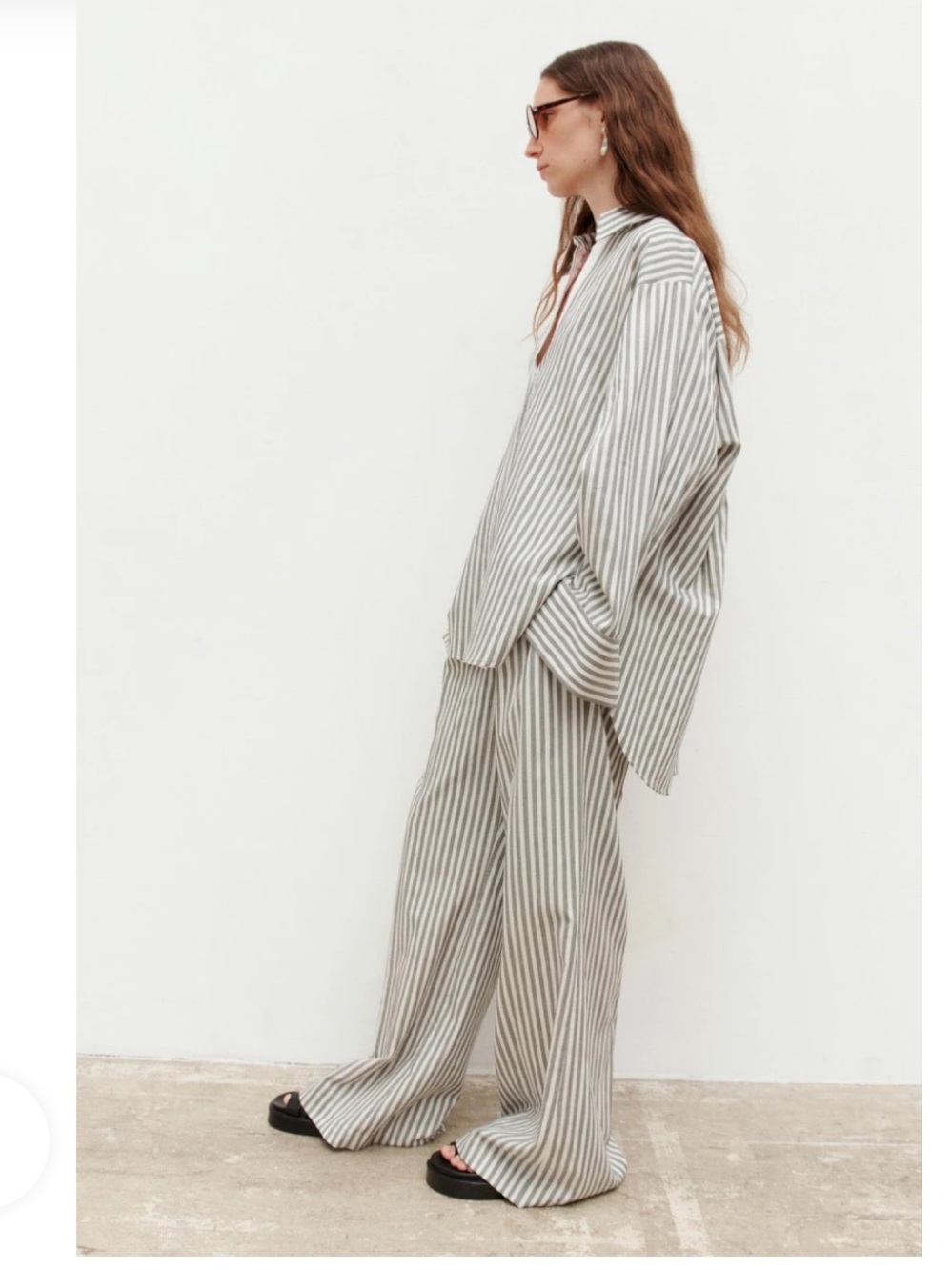 CAMILLA AND MARC Cassius Ecru/Black Stripe Oversized Cotton HookEye Closure Top6